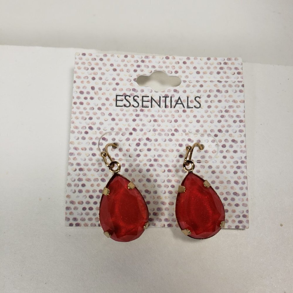 Elegant Pink Teardrop Dangle Earrings – Gold-Tone Statement - Women's Jewelry - Picture 5 of 9